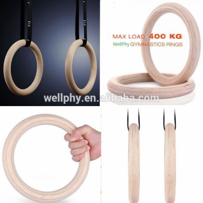 Gymnastic Wooden Rings Gym ring Crossfiit Training Pull Up Dips Fitness